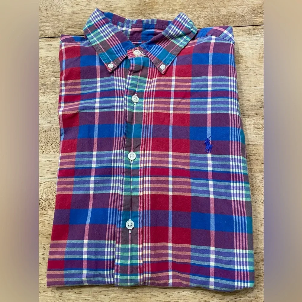 Polo by Ralph Lauren Men’s M Classic Fit Red Plaid Short Sleeve Button Down